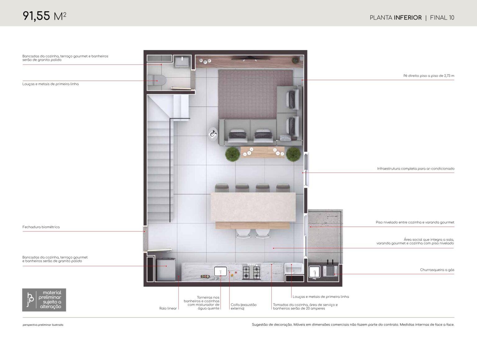 Planta Duplex 3 Dorms Piso 1