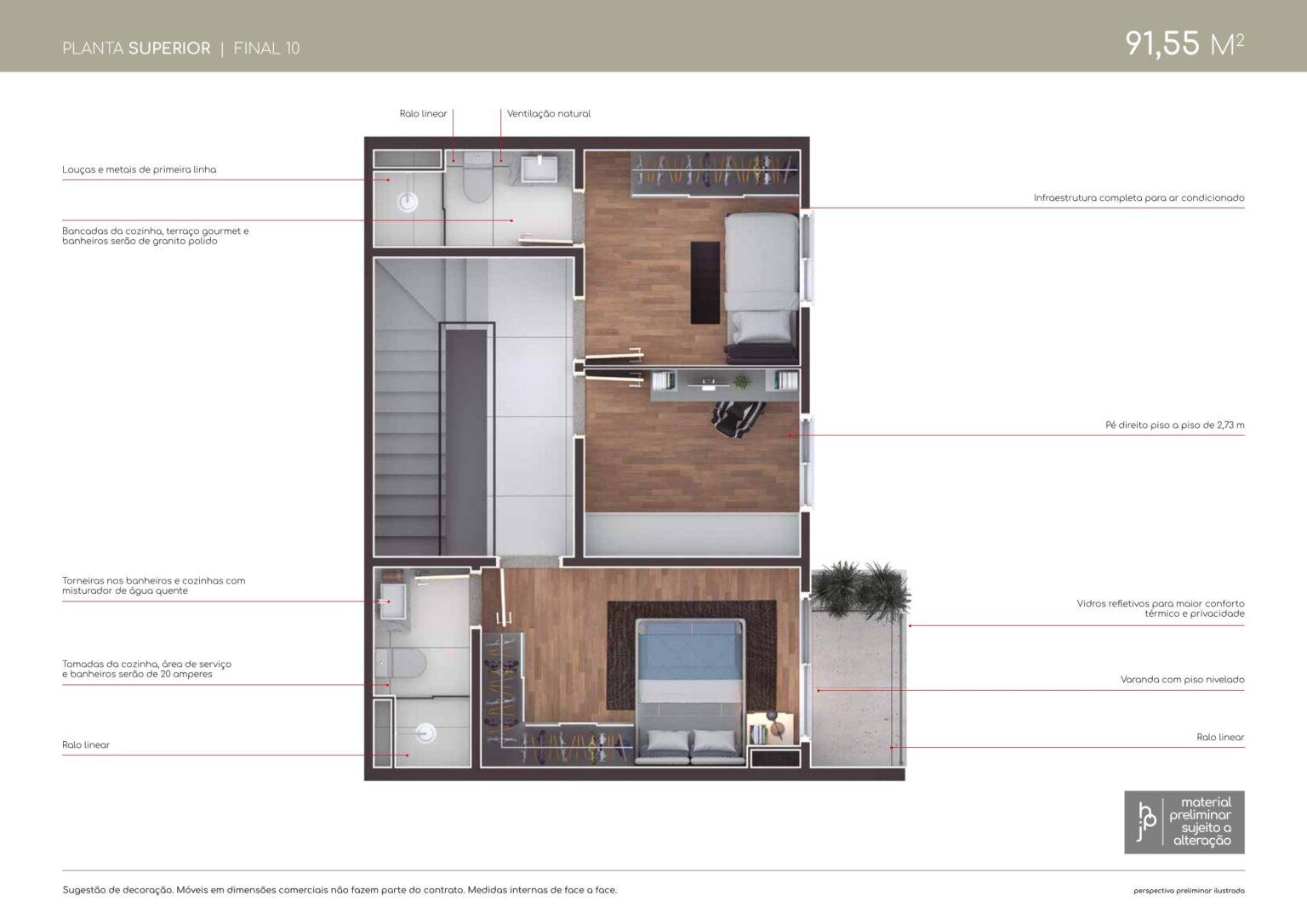 Planta Duplex 3 Dorms Piso 2